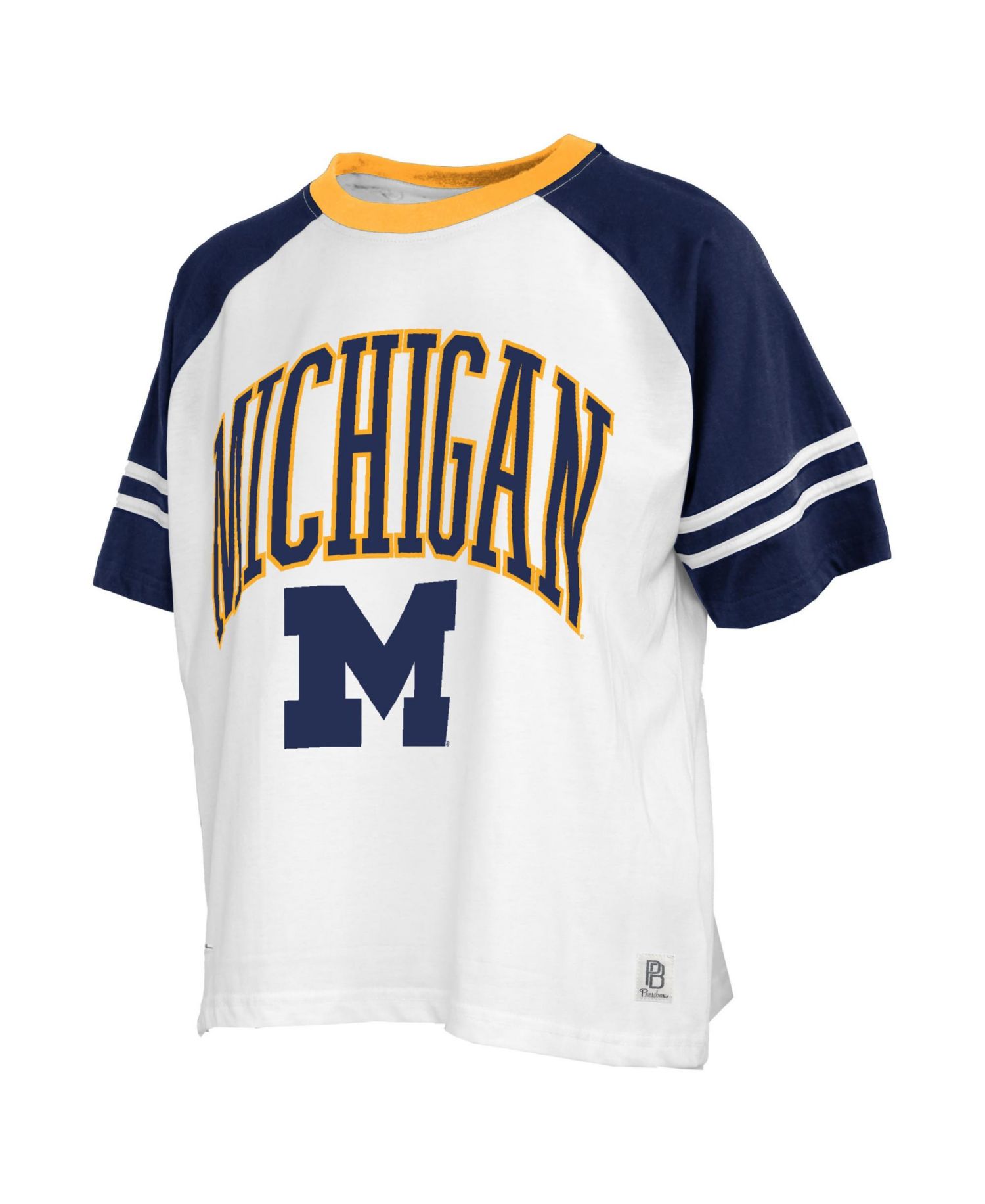 Women's White Michigan Wolverines Sky Colorblock T-Shirt