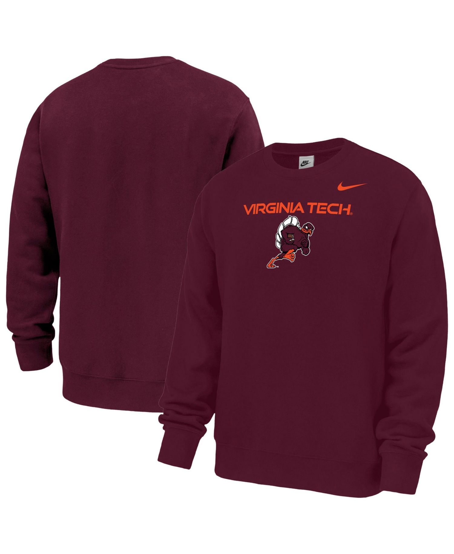 Men's Maroon Virginia Tech Hokies Rushing Hokie Club Fleece Sweatshirt