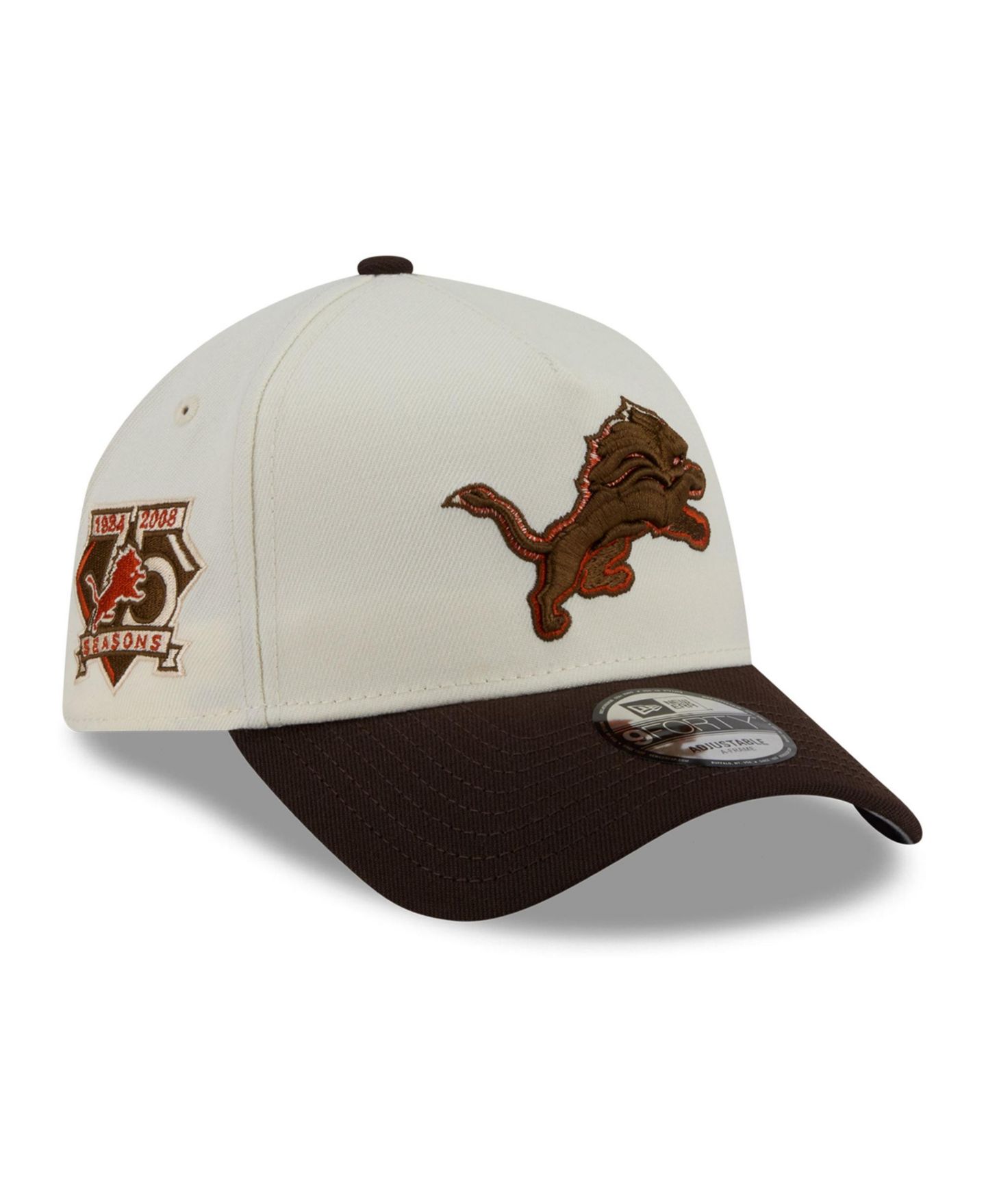Мужская кепка New Era Cream/Brown Detroit Lions Pumpkin Spice A-Frame 9FORTY Adjustable Hat — фото 1