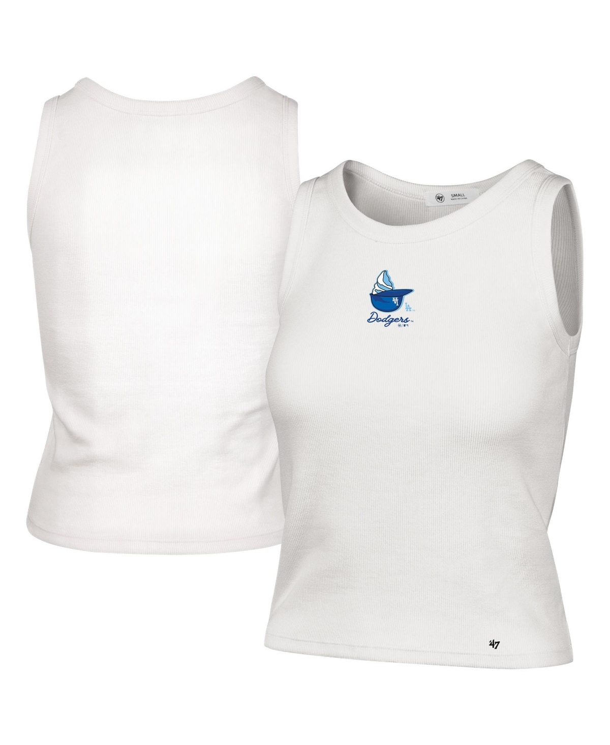 '47 Brand Women's Cream Los Angeles Dodgers Single Swirl Ribbed Baby Tank Top