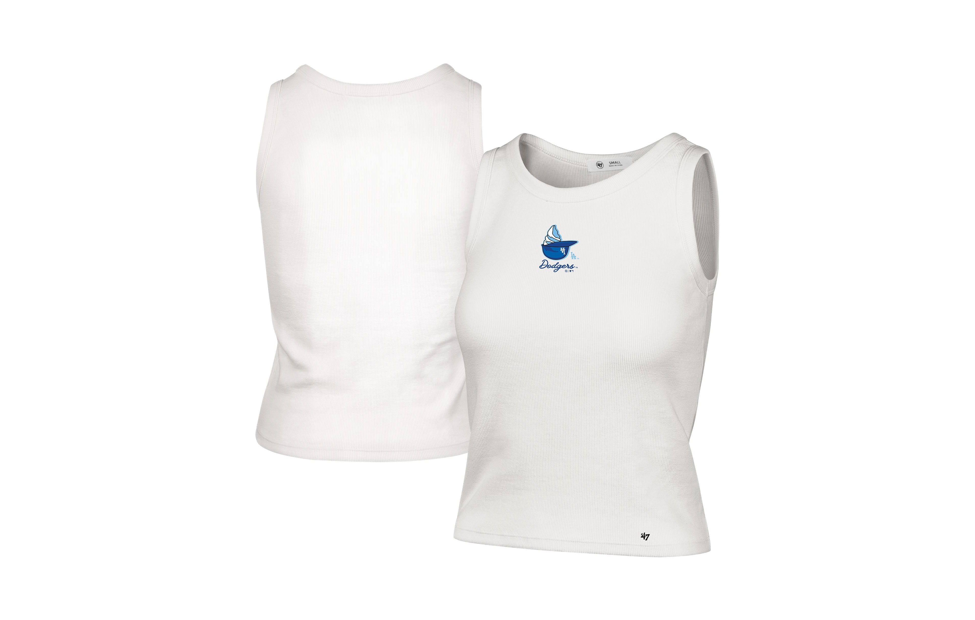 '47 Brand Women's Cream Los Angeles Dodgers Single Swirl Ribbed Baby Tank Top
