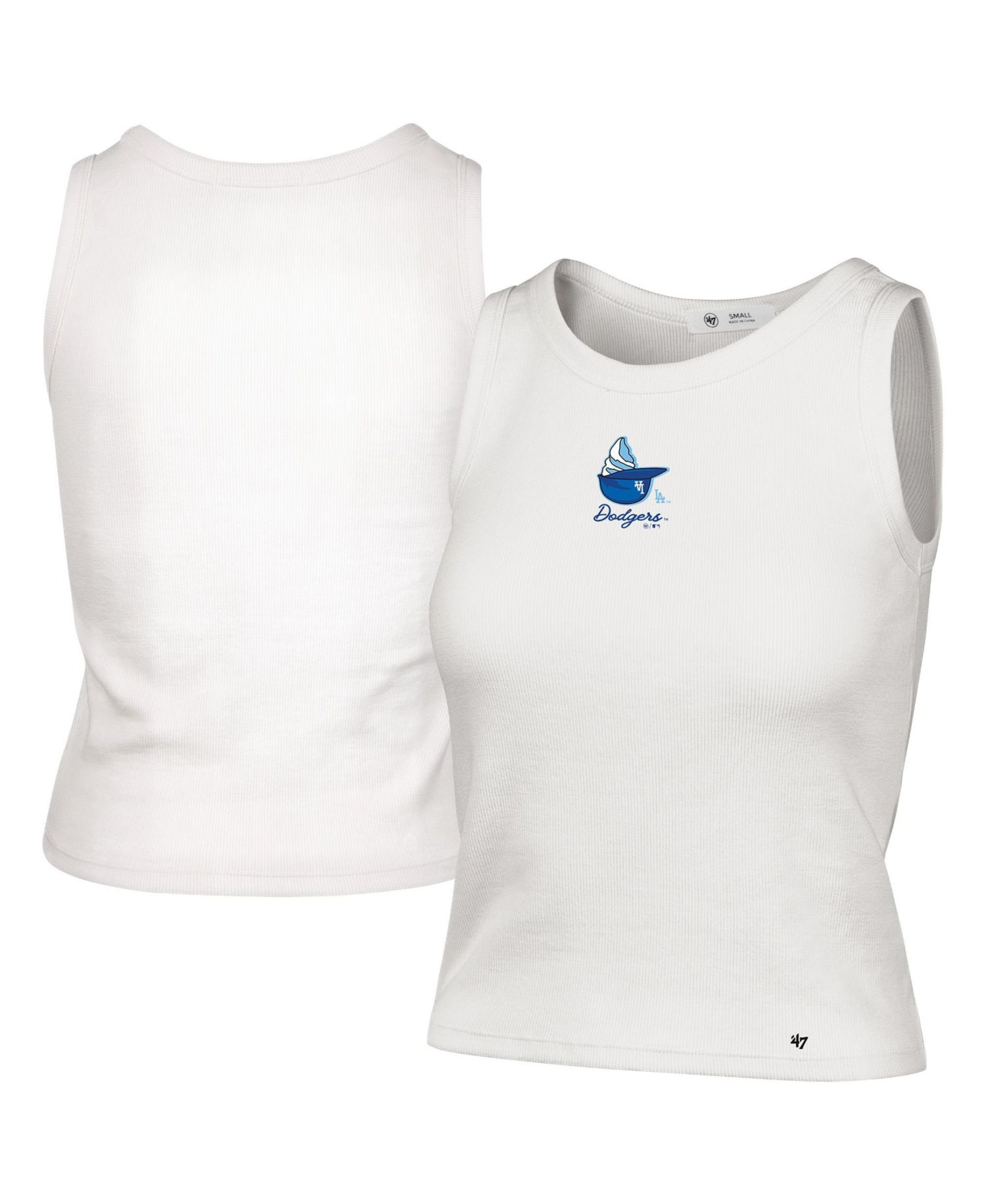 Women's '47 Cream Los Angeles Dodgers Single Swirl Ribbed Baby Tank Top