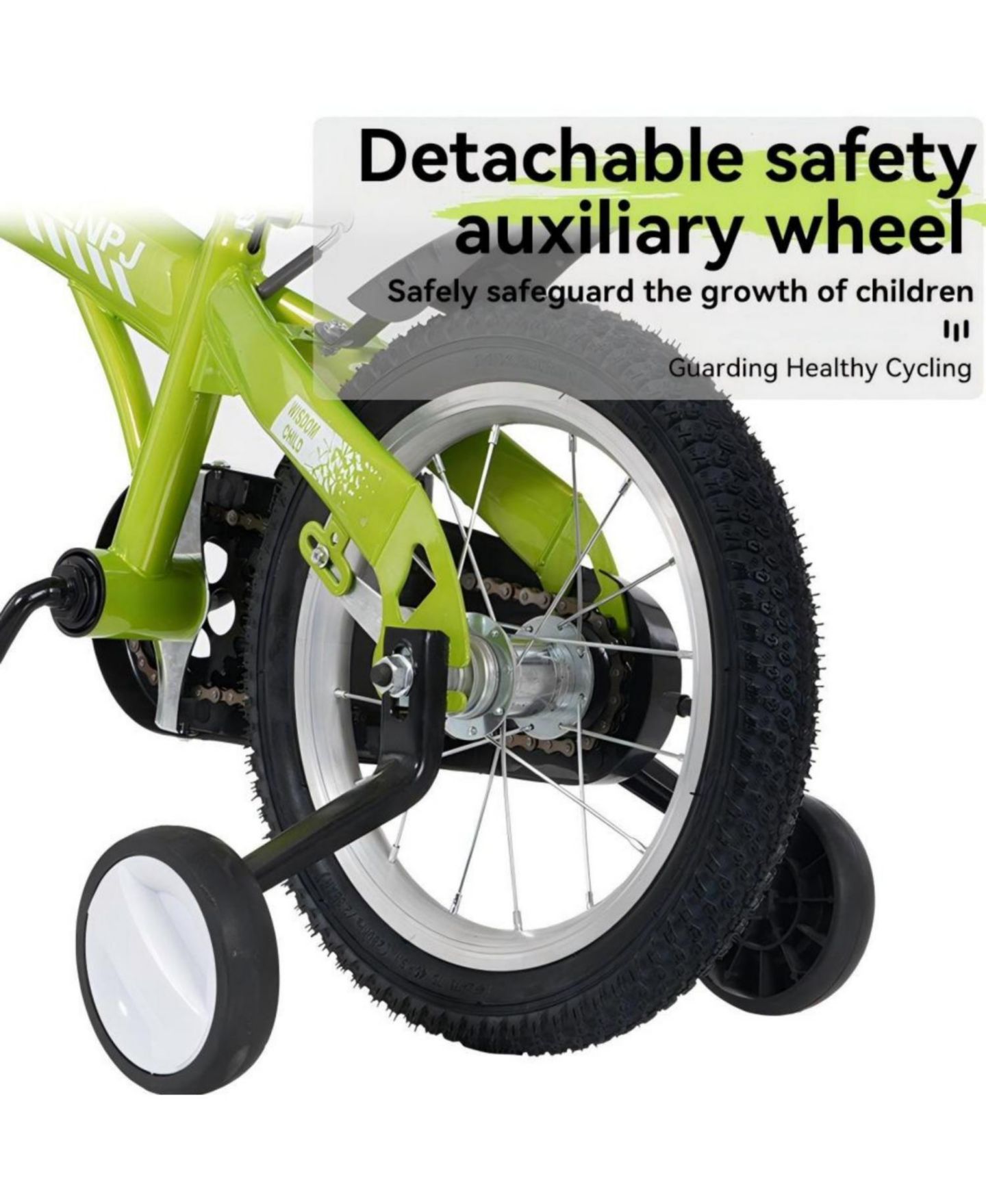 Детская игрушка ECHTPeak 18-Inch Steel-Frame Kids' Bike with Training Wheels and Storage Basket, 5–10 лет, цвет: Зелёный — фото 8
