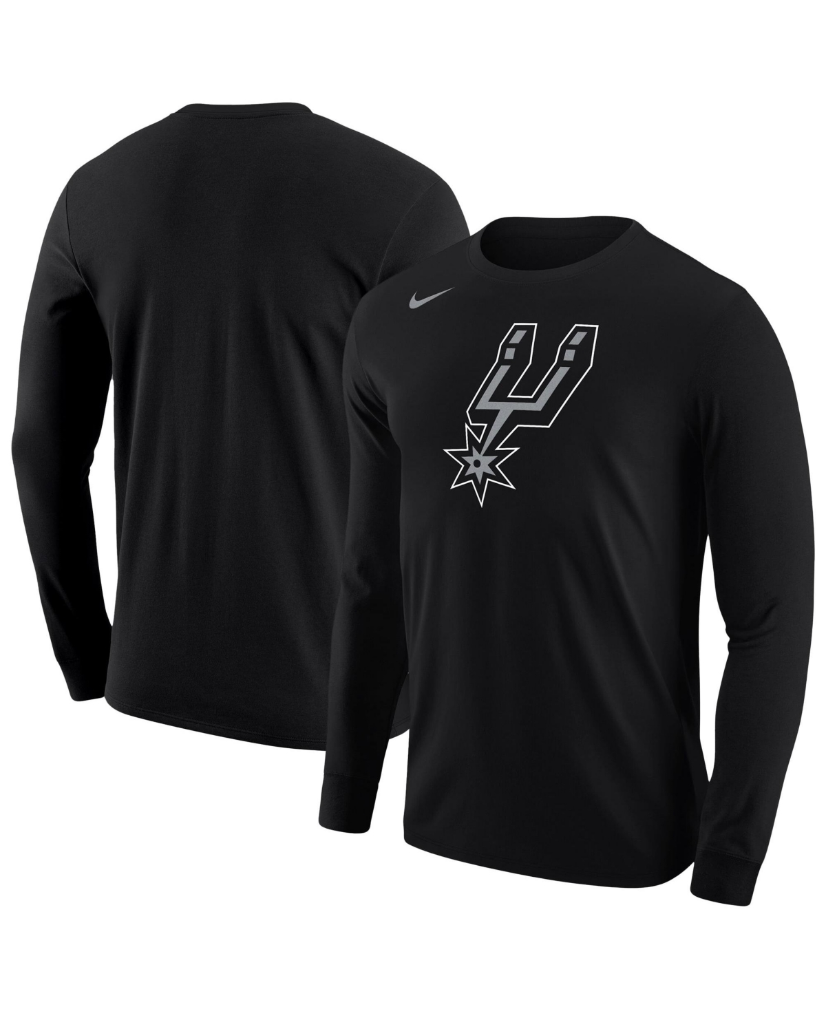 Nike Men's Black San Antonio Spurs Logo Core Long- Sleeves T-Shirt - Black