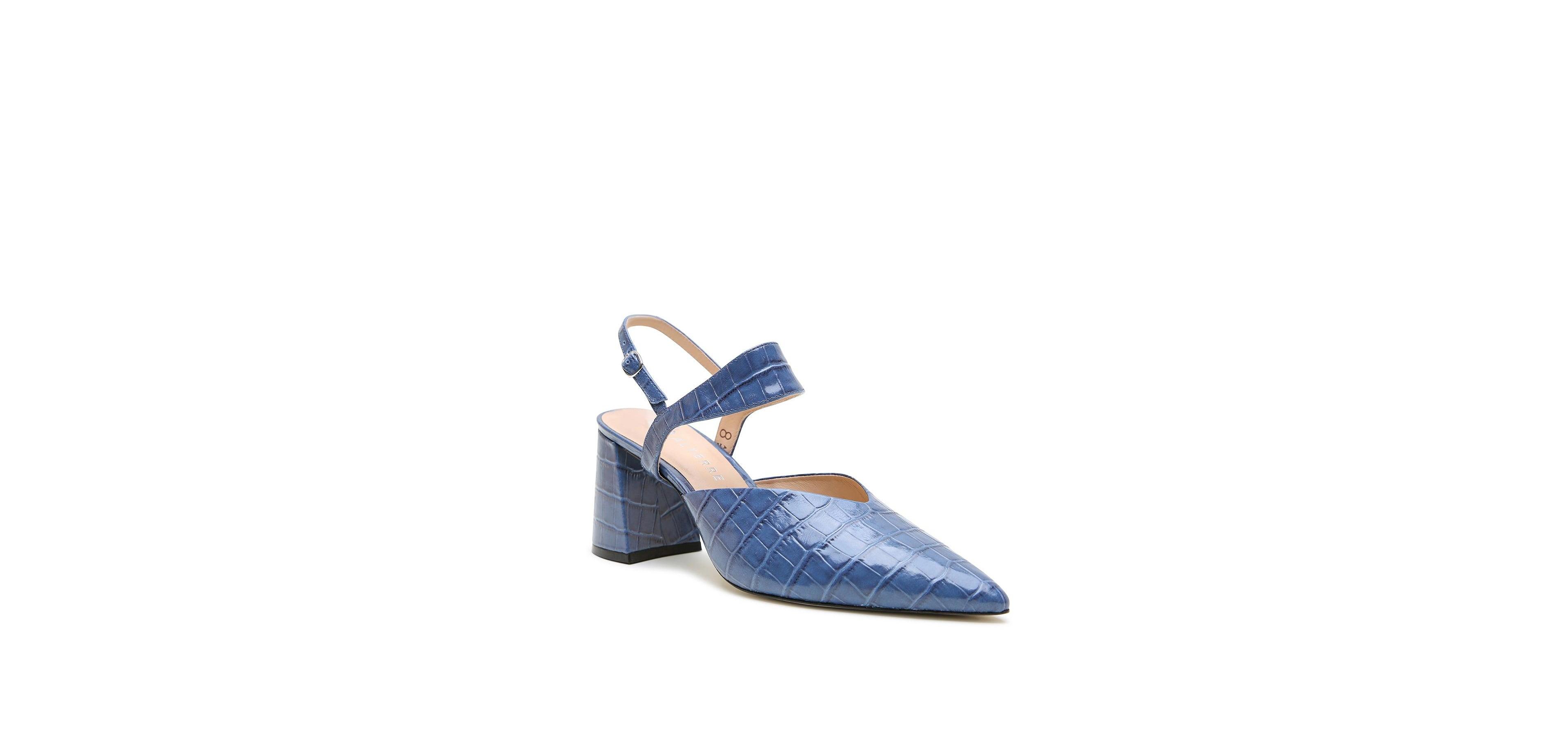 Alterre Womens Indigo Croc Elsie Customizable V Mule