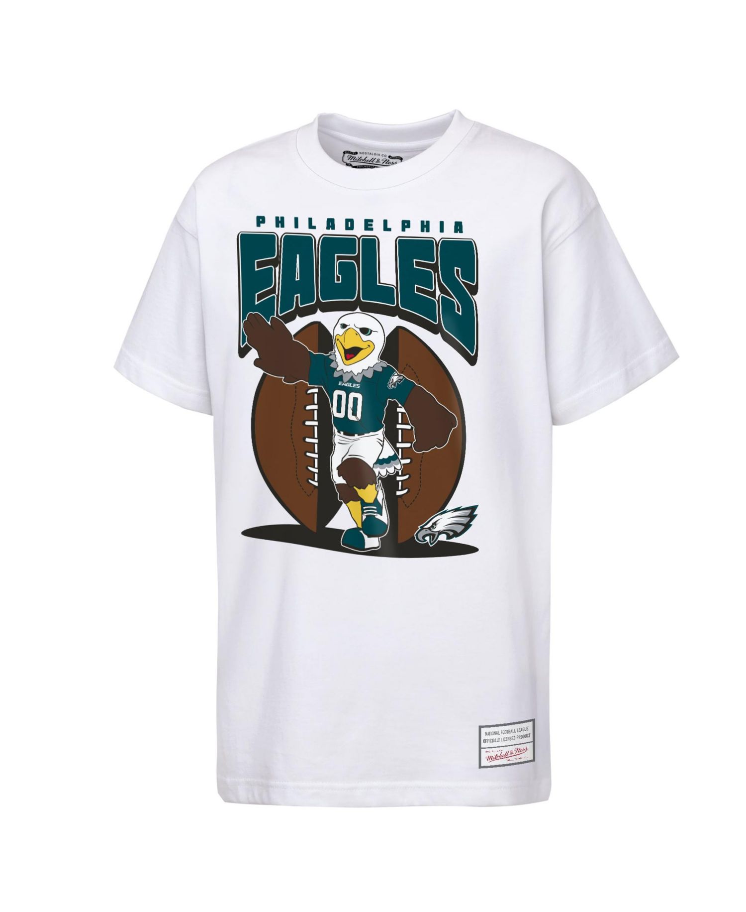 Big Boys and Girls White Philadelphia Eagles Mascot Mania T-Shirt