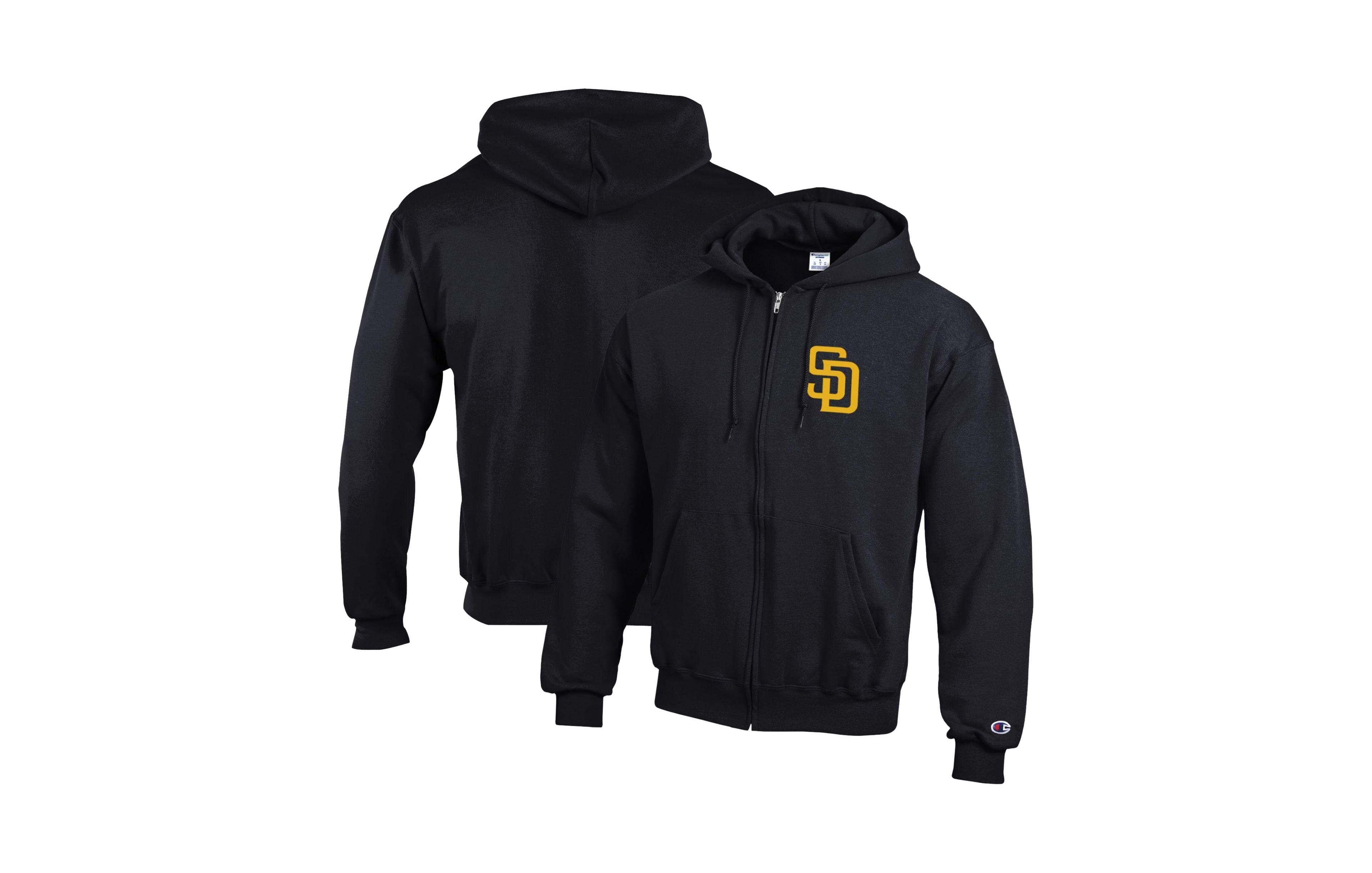 Champion Men's Black San Diego Padres Power Blend Full-Zip Hoodie
