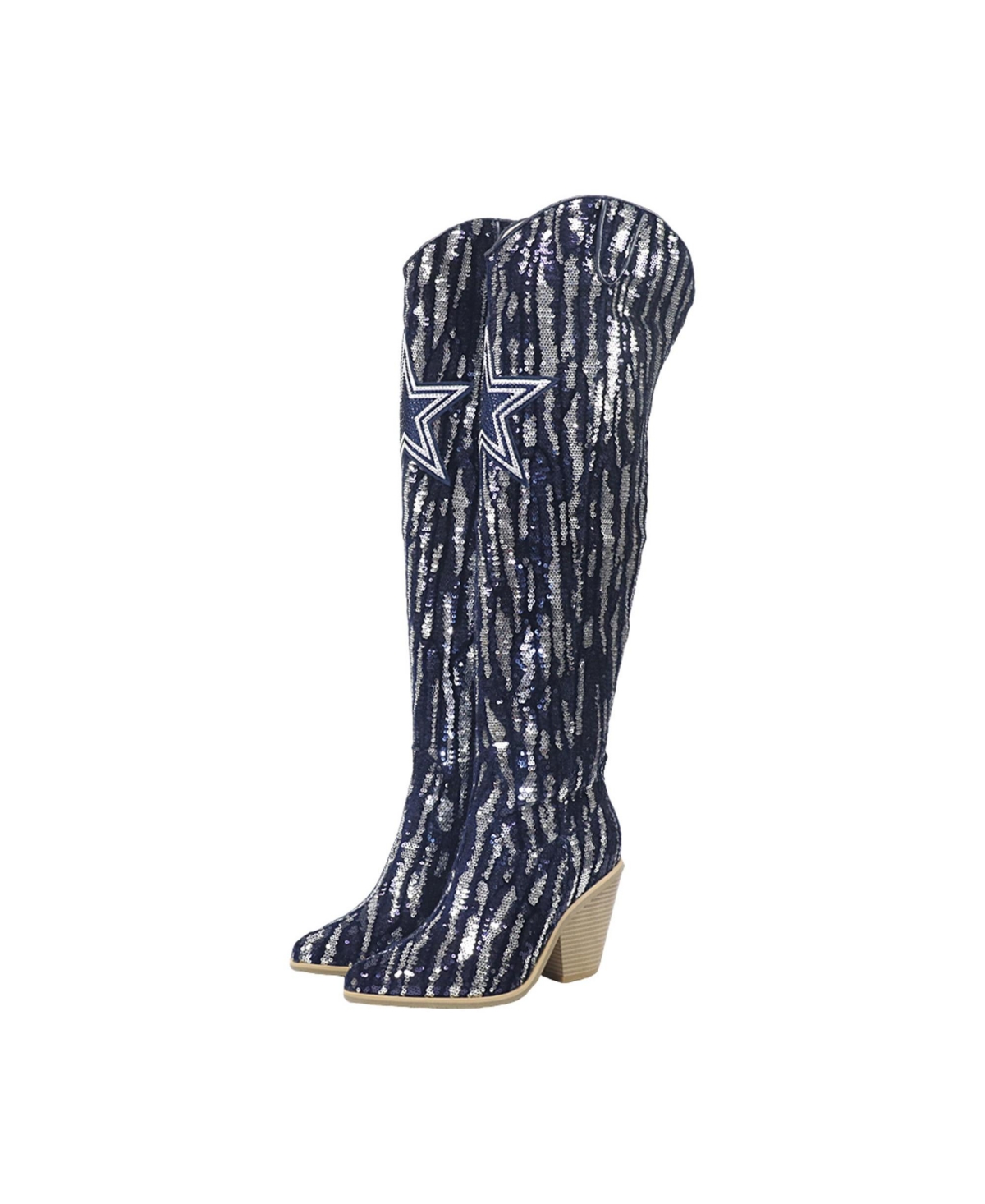 Fabgating By Cuce Dallas Cowboys Over-the-Knee Two-Tone Sequin Boots - Navy