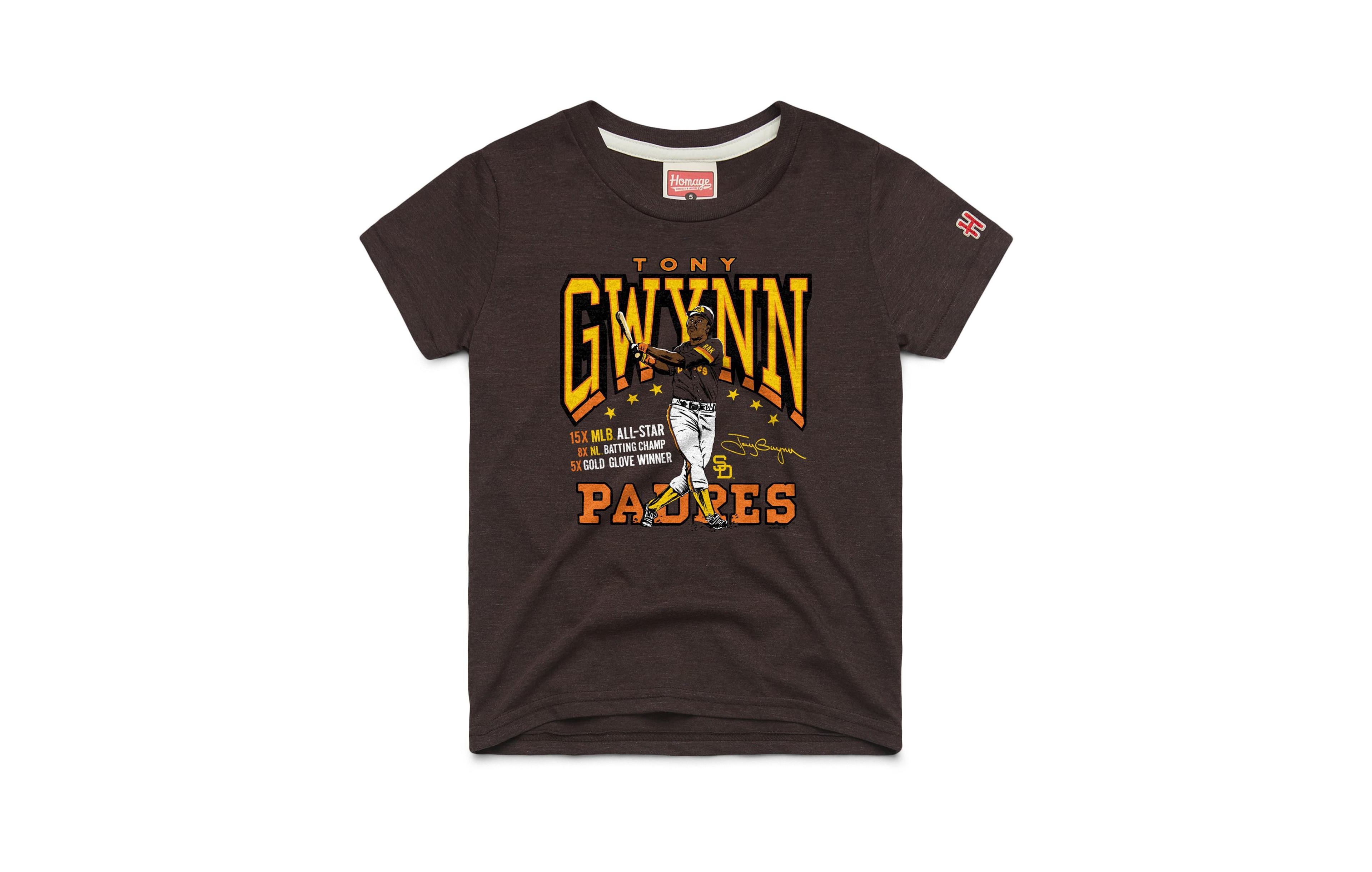 Big Boys and Girls Homage Tony Gwynn Brown San Diego Padres Cooperstown Collection Player Graphic Tri-Blend T-Shirt