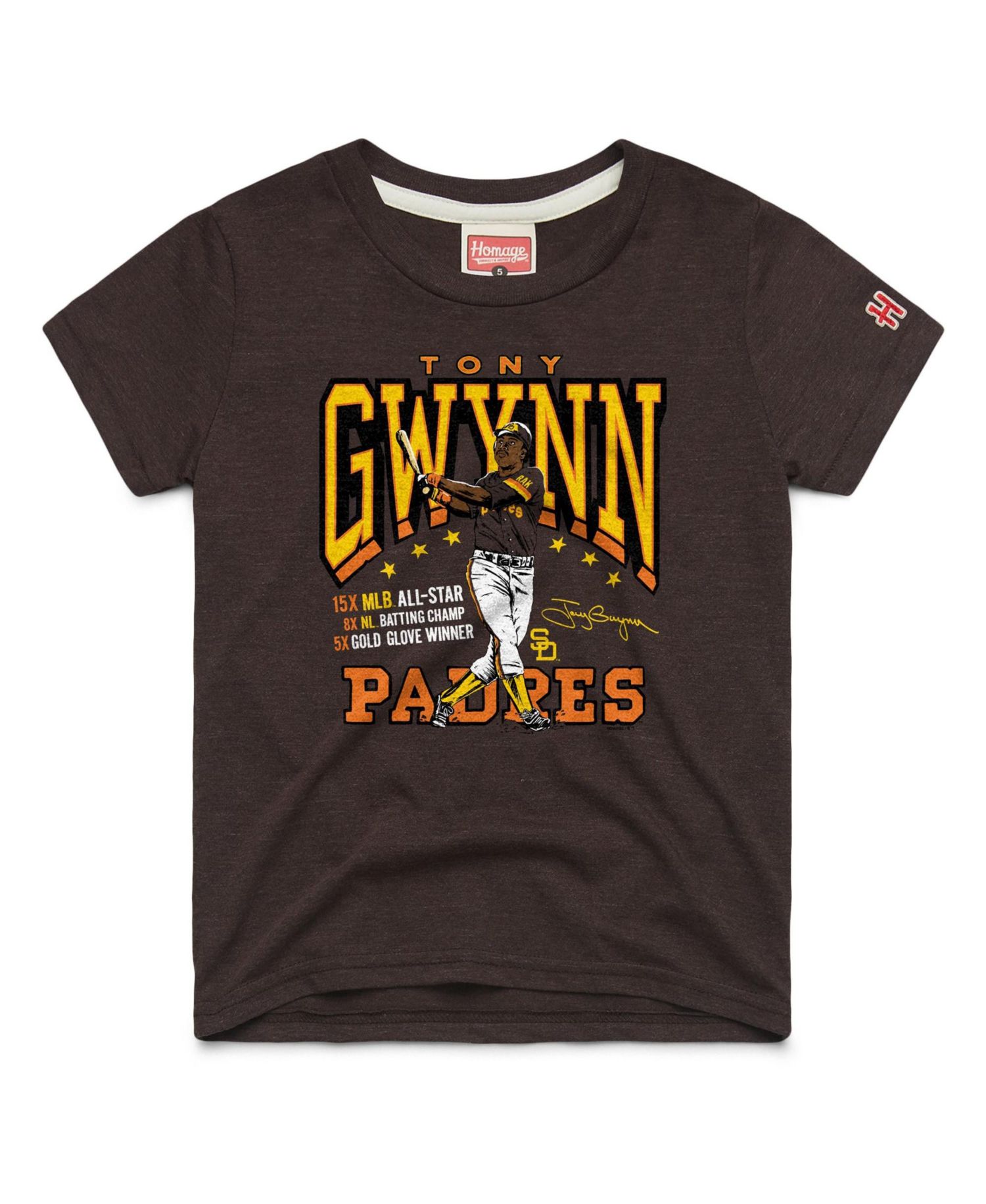 Big Boys and Girls Tony Gwynn Brown San Diego Padres Cooperstown Collection Player Graphic Tri-Blend T-Shirt