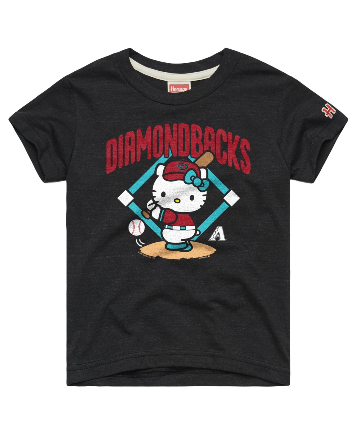 Big Boys and Girls Homage Charcoal Arizona Diamondbacks Hello Kitty x Mlb Tri-Blend T-Shirt