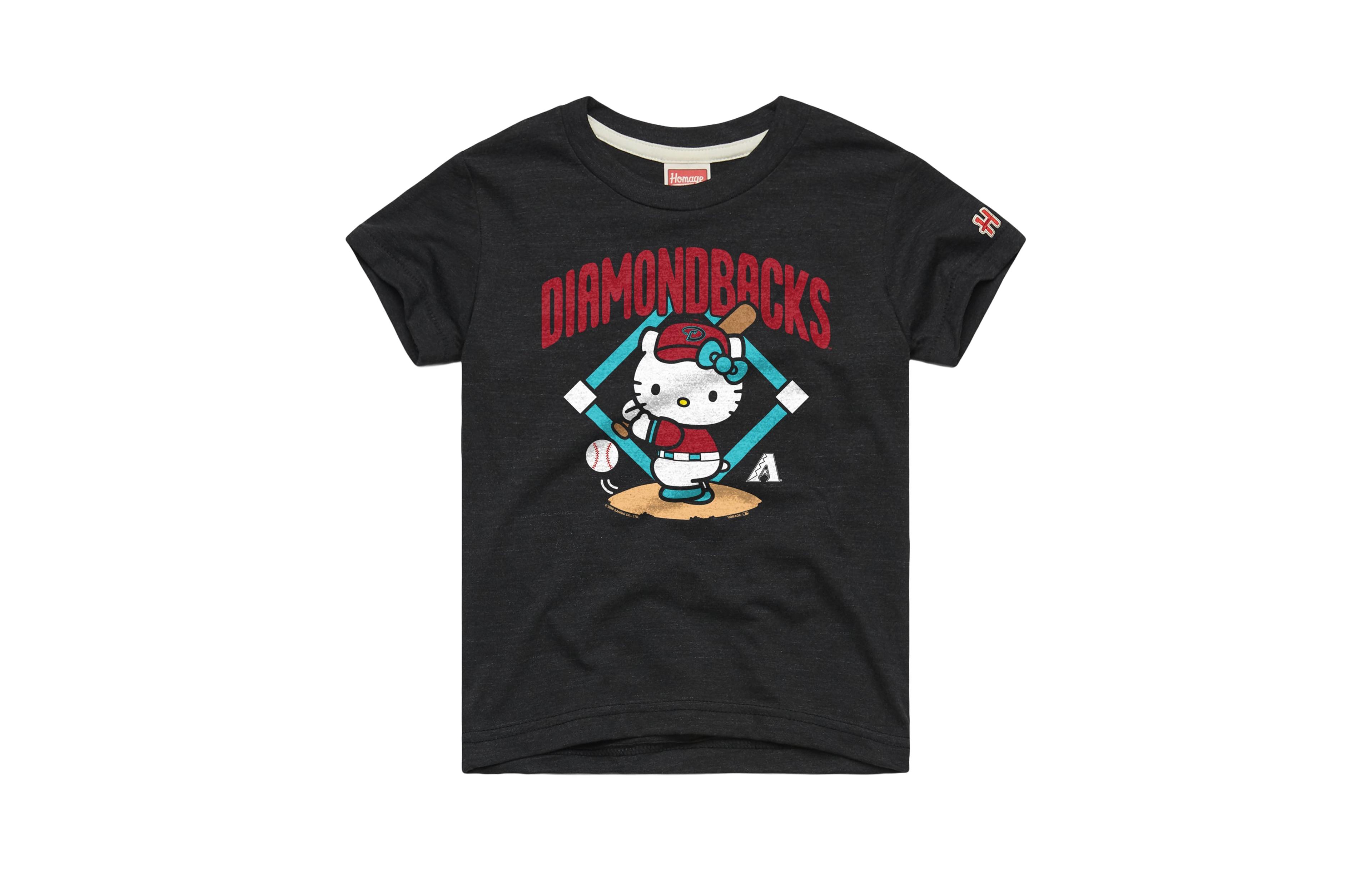 Big Boys and Girls Homage Charcoal Arizona Diamondbacks Hello Kitty x Mlb Tri-Blend T-Shirt