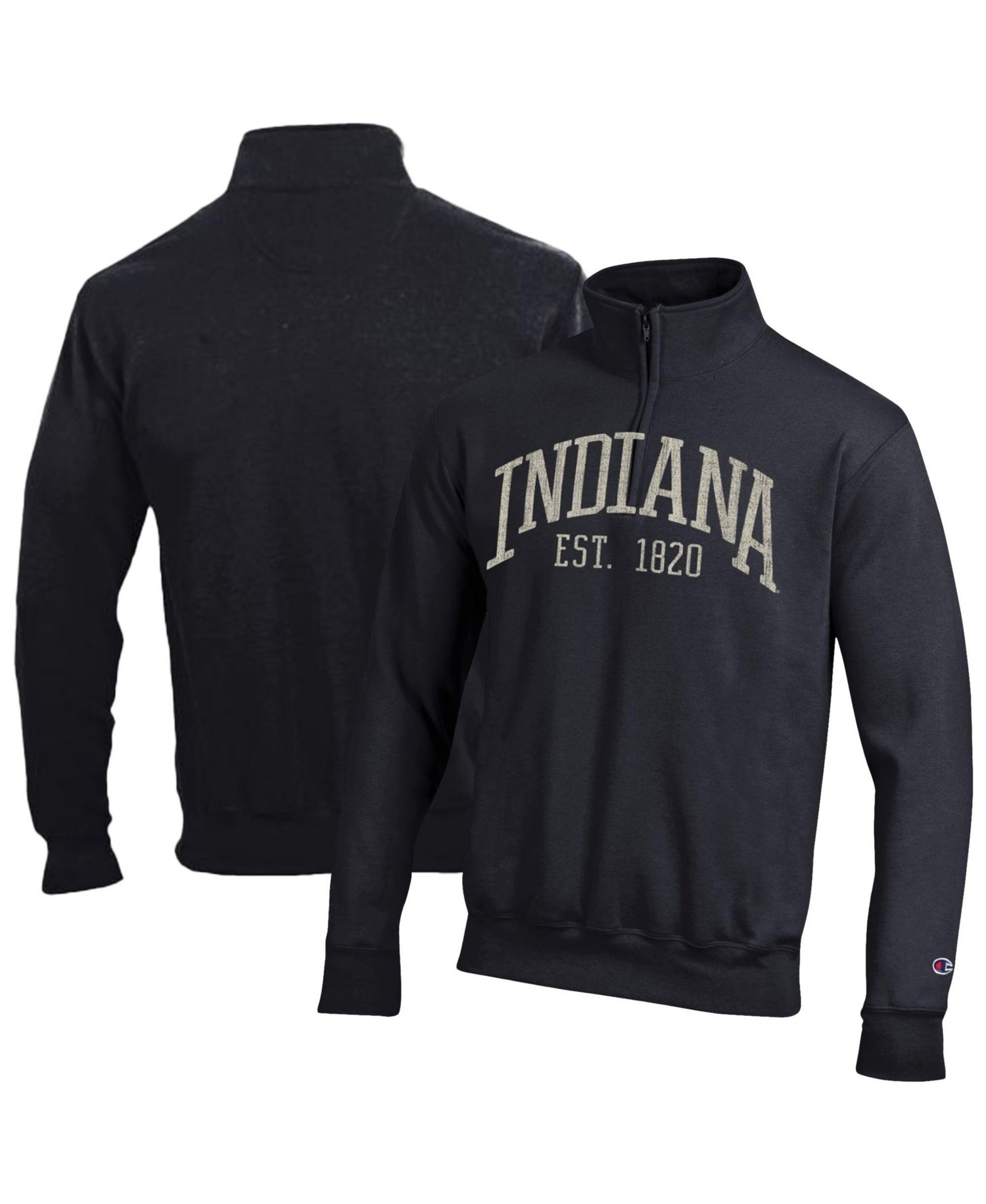 Men's Black Indiana Hoosiers Powerblend Quarter-Zip Pullover