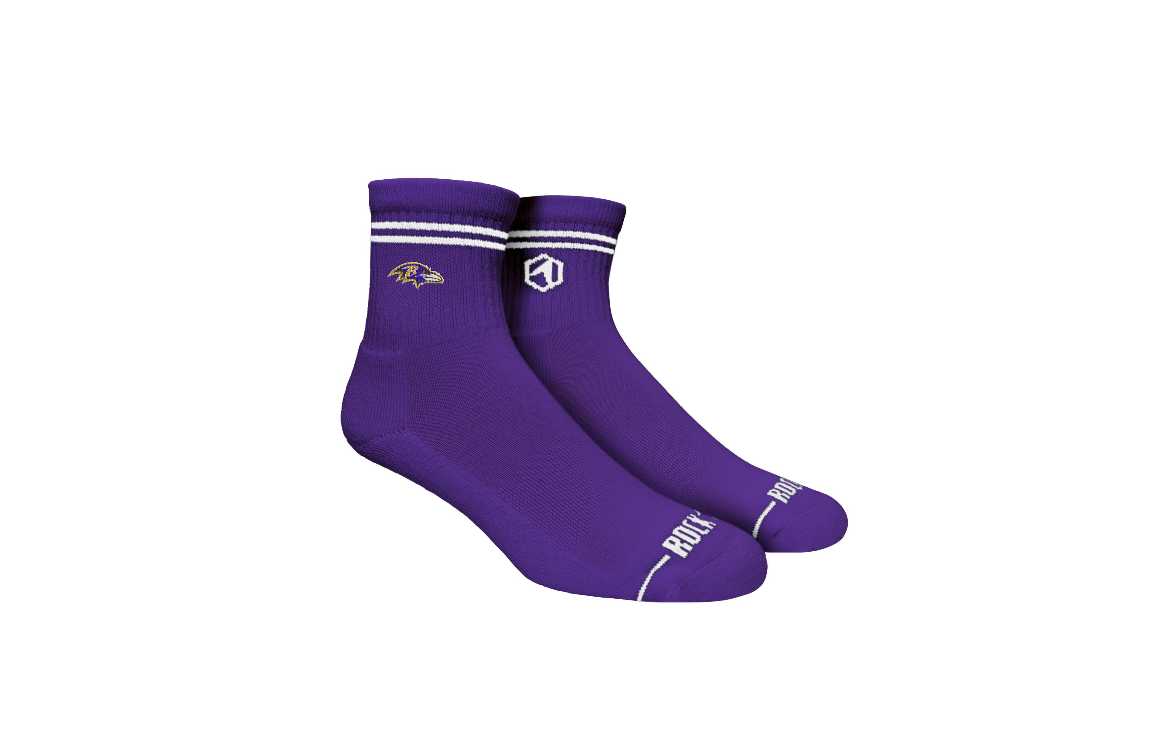 Men's and Women's Rock Em Socks Baltimore Ravens Casual Stripe Quarter-Length Socks