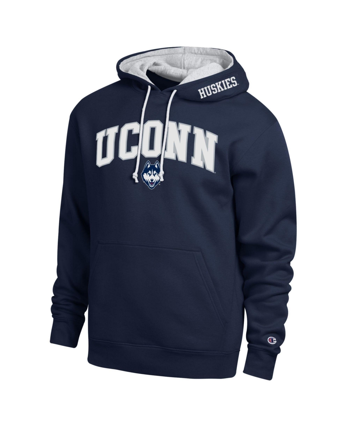 Men's Champion Navy UConn Huskies Arch Tackle Twill Hoodie