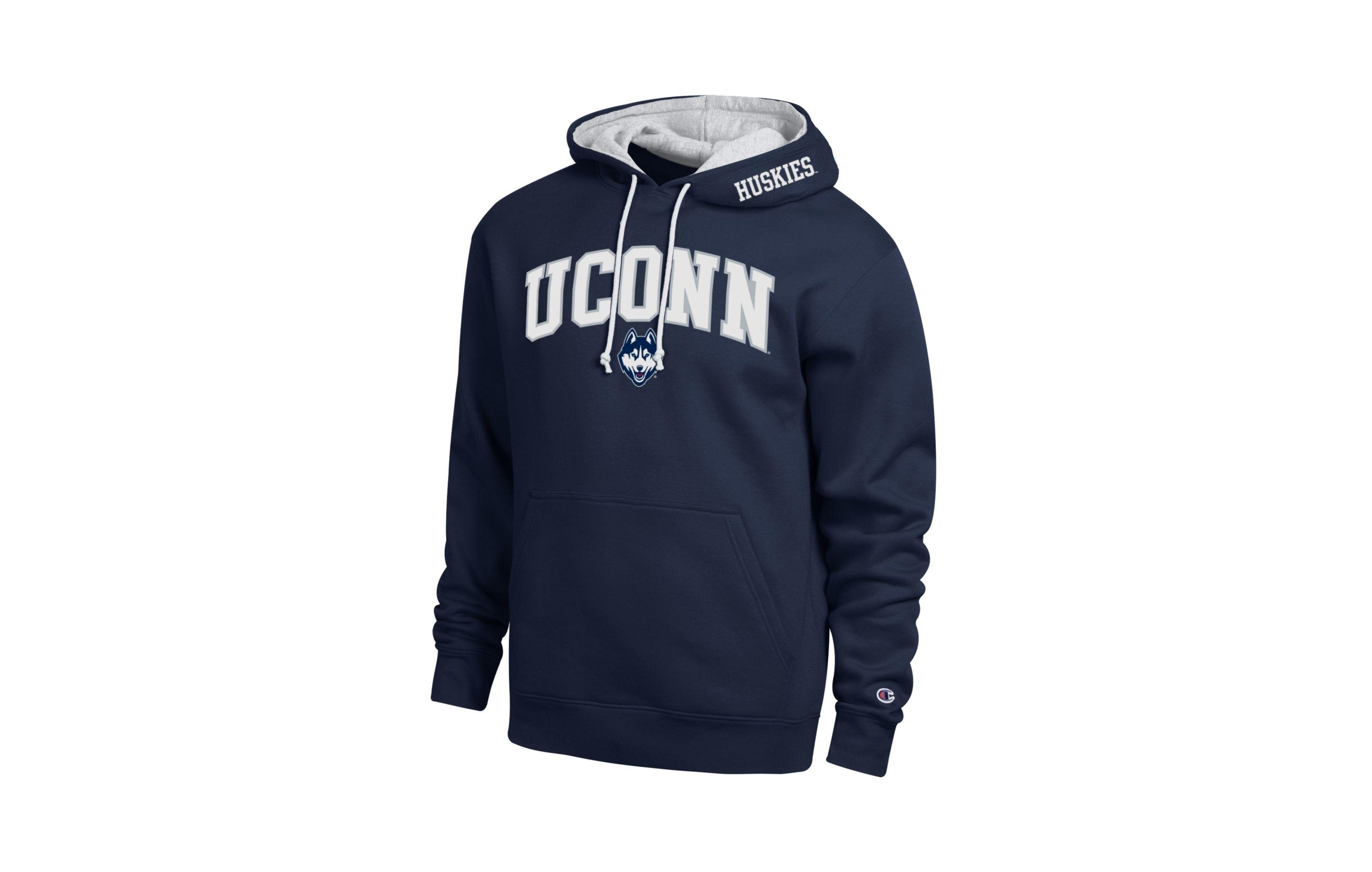 Men's Champion Navy UConn Huskies Arch Tackle Twill Hoodie