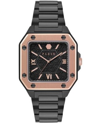 Men's Plein Edge IP Black Stainless Steel Bracelet Watch, 42mm