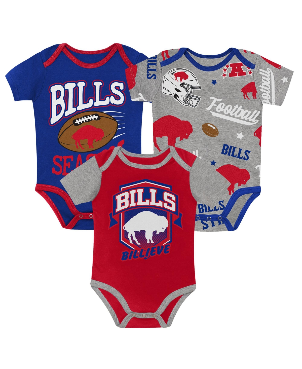 Outerstuff Baby Boys' And Girls' Buffalo Bills First Round Pick Bodysuit, 3-piece Set In Multi