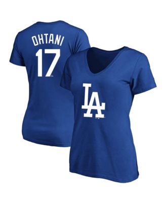 Women's Shohei Ohtani Royal Los Angeles Dodgers Plus Size Name & Number V-Neck T-Shirt