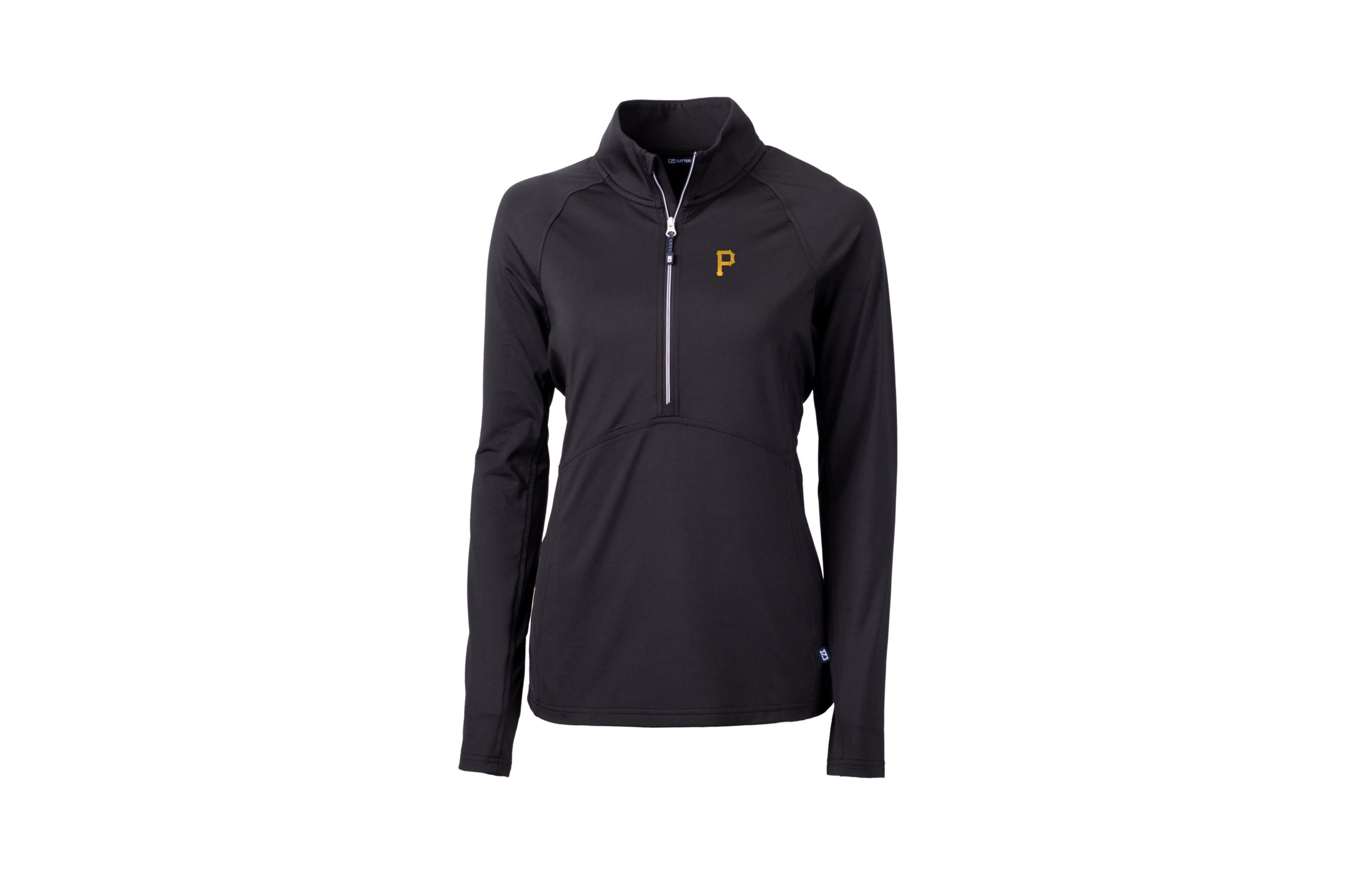 Women's Cutter & Buck Black Pittsburgh Pirates Adapt Eco Knit Stretch Half-Zip Pullover Top