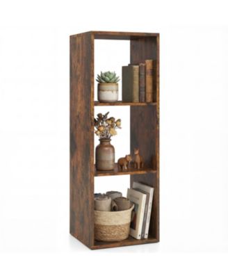 3 Cube Bookshelf with Back Guardrail for Living Room Bedroom