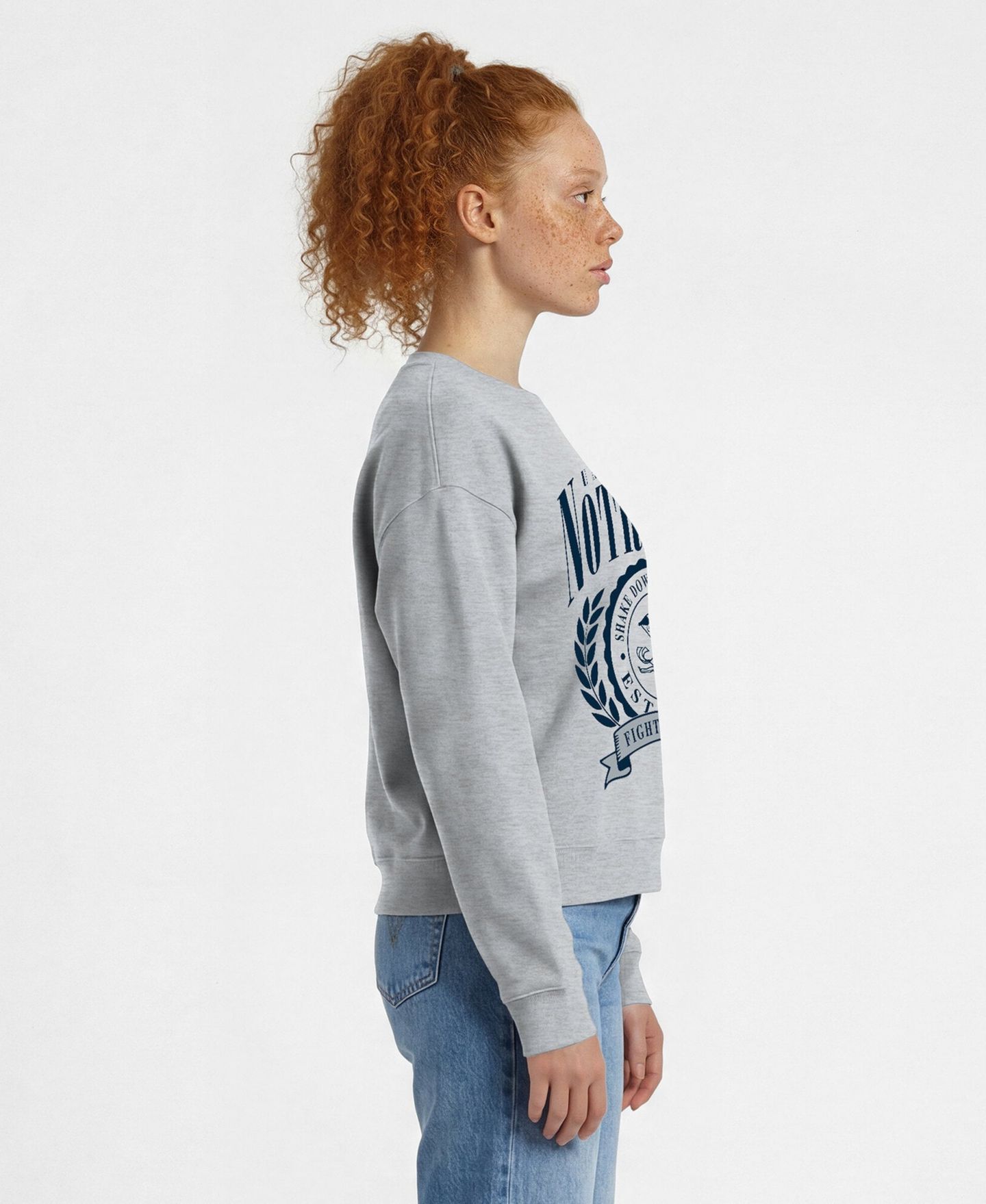 Женская толстовка Champion Heather Gray Notre Dame Fighting Irish Academic Crest Powerblend Crewneck — фото 3