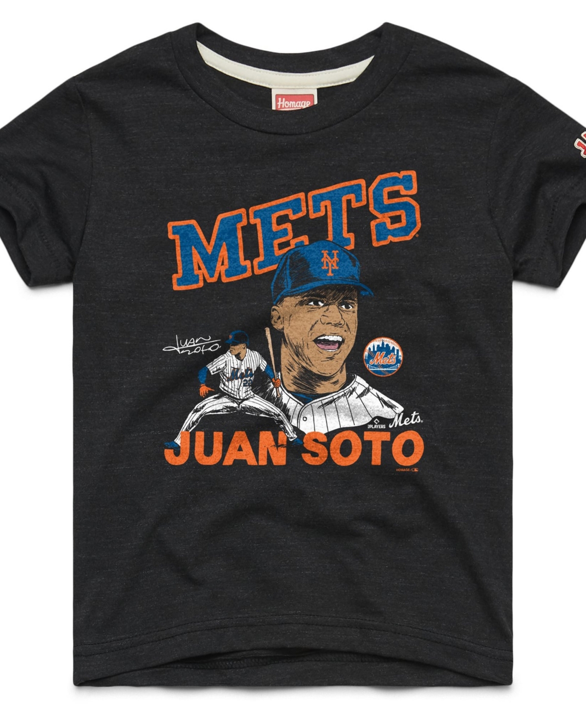 Big Boys and Girls Homage Juan Soto Charcoal New York Mets Player Graphic Tri-Blend T-Shirt