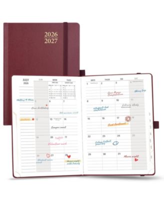 18 Month Academic Planner Monthly Layout Hard Cover with Tabs Pocket and Elastic Closure