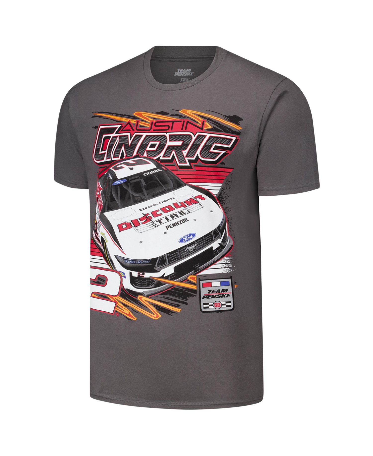 Men's Charcoal Austin Cindric Discount Tire 2-Spot T-Shirt