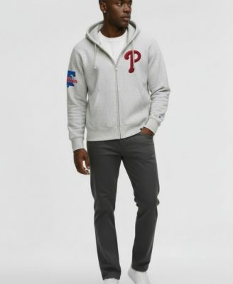 Men's Gray Philadelphia Phillies Reverse Weave Chenille Full-Zip Hoodie