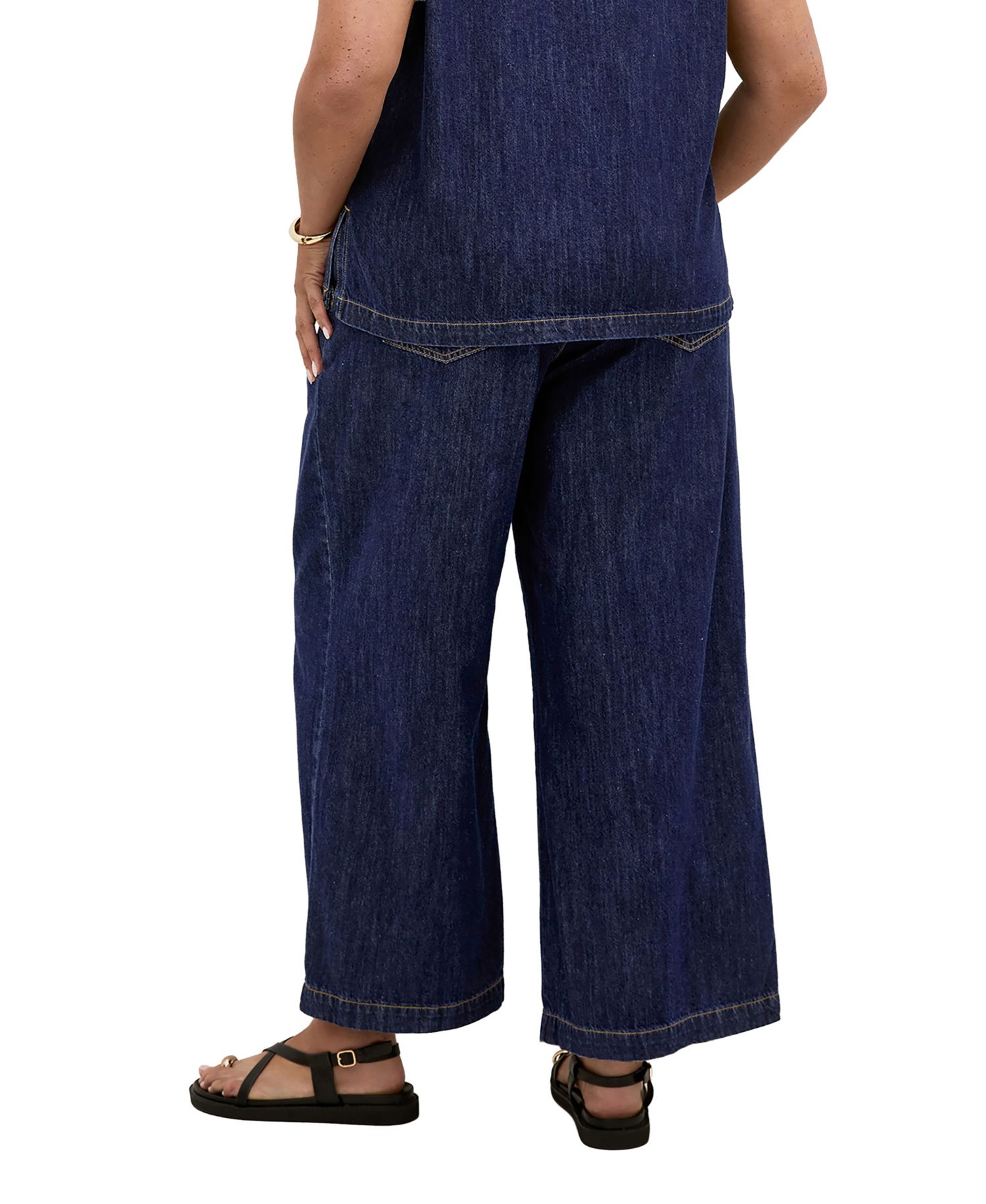 Plus Size Tilly High-Rise Wide-Leg Elastic-Back Cotton Denim Pants
