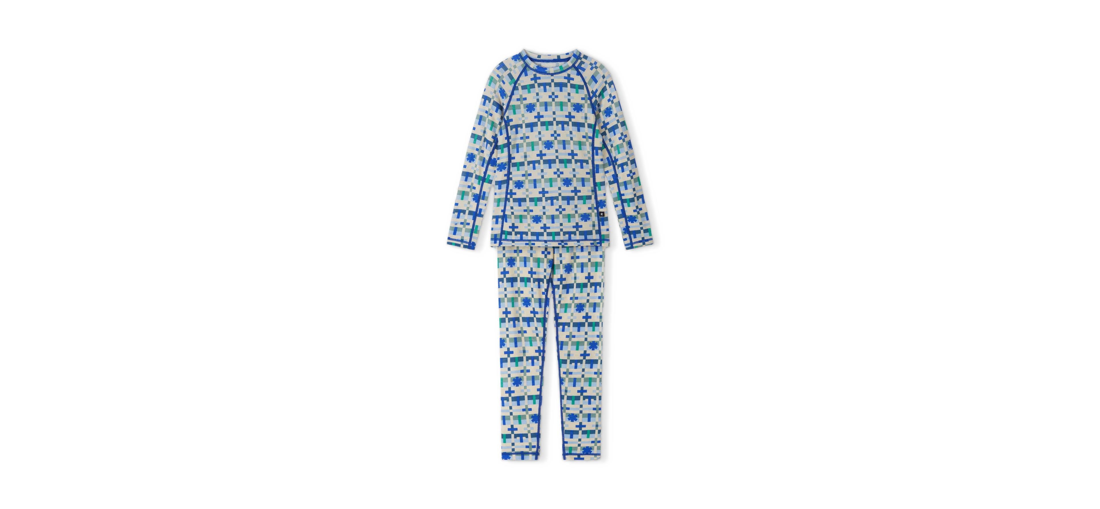 Reima Toddler Boys' and Girls' 2T-5T Taitoa Merino Wool-Blend Long-Sleeve Thermal Top Pants, 2-Piece Set