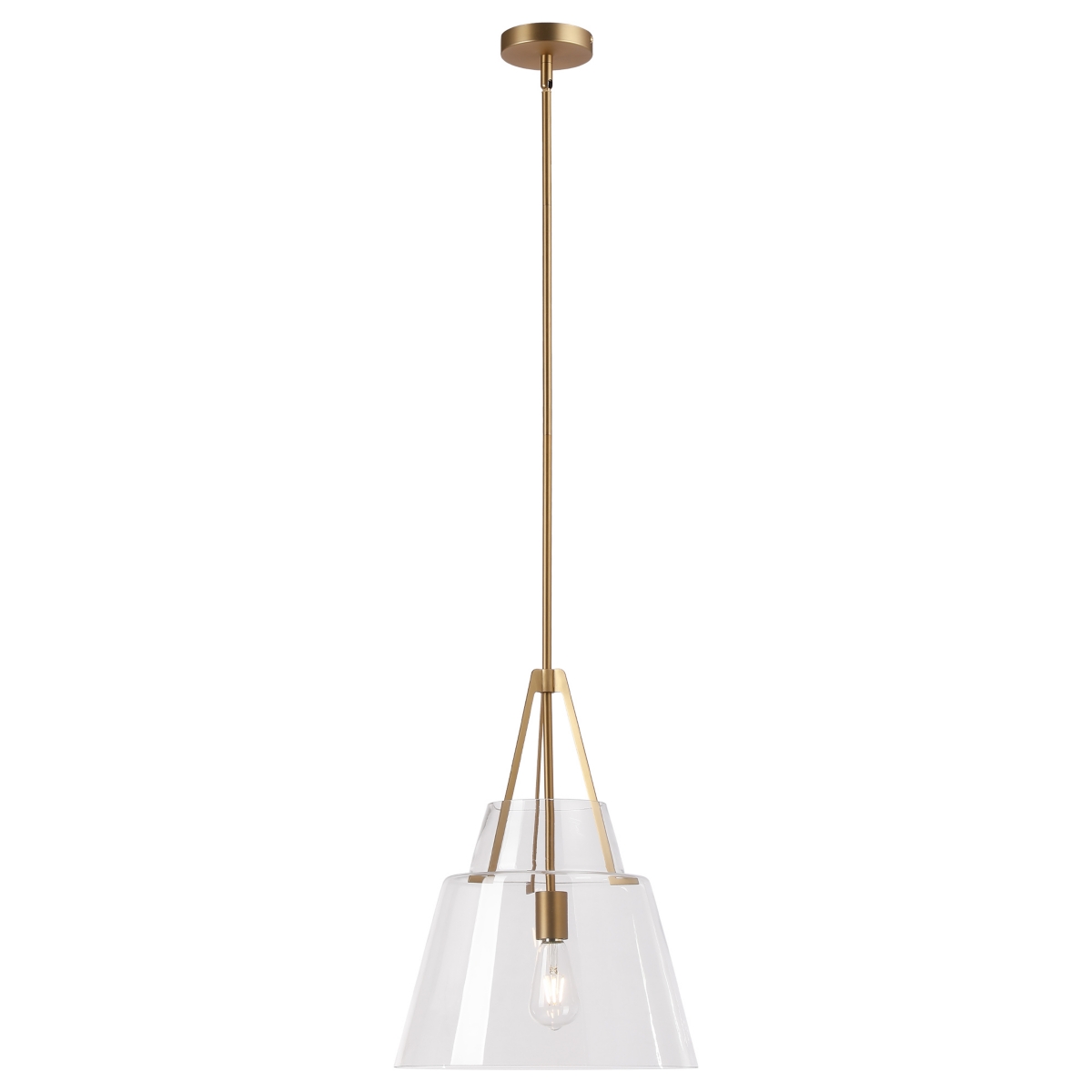 Parrot Uncle 15" Contemporary Brass Tapered Glass Kitchen Island Pendant Light Adjustable Hanging Chandelier - Vintage brass