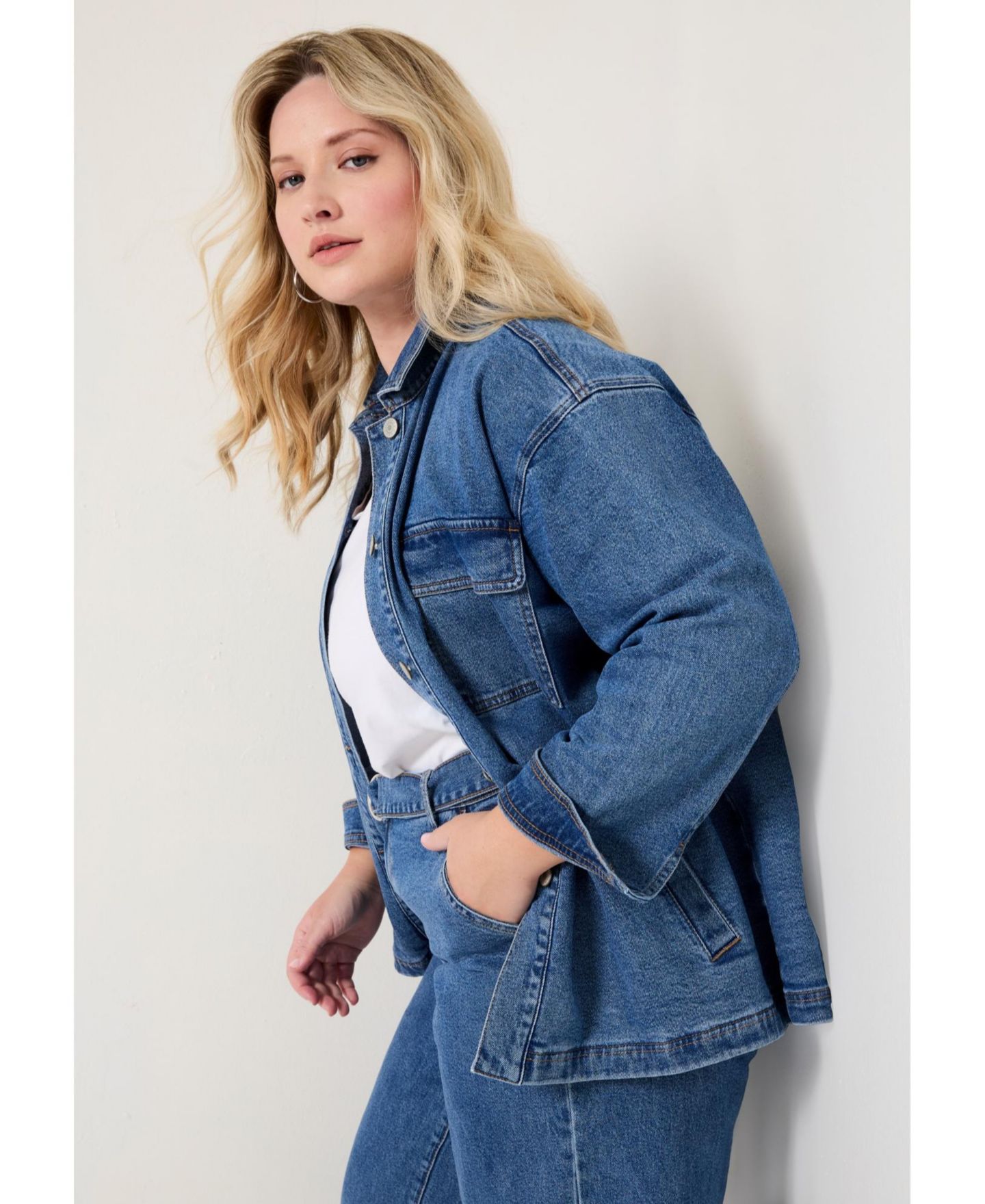 Женские пальто June & Vie Denim Utility Jacket & coats, цвет: Винтажная средняя варка — фото 4