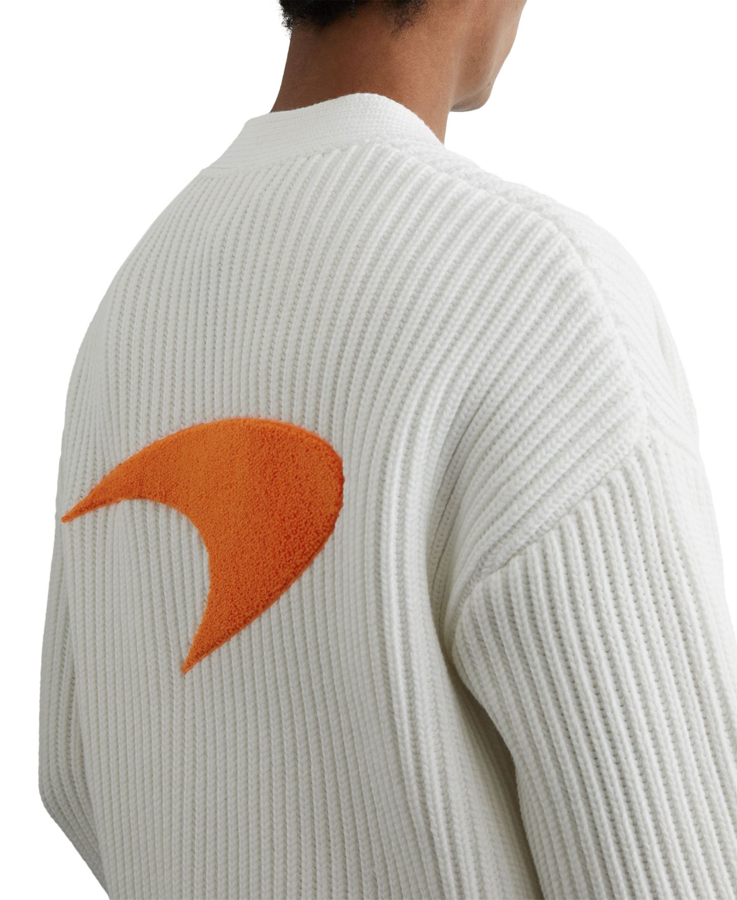 Мужской кардиган REISS Halden McLaren Racing Embroidered Rib-Knit, цвет: Белый — фото 5
