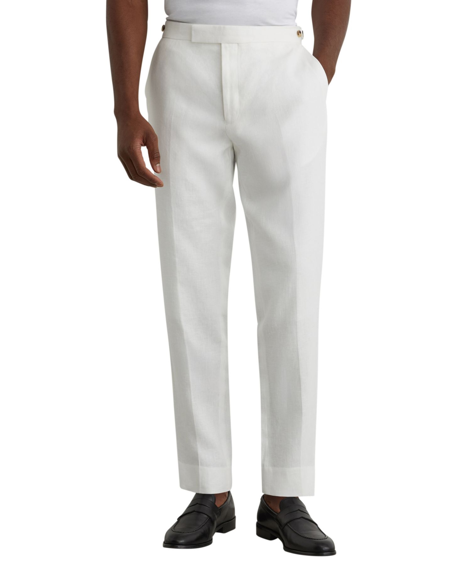 Men's Atlantic Linen Tailored-Fit Side Adjuster Waist Suit Pants