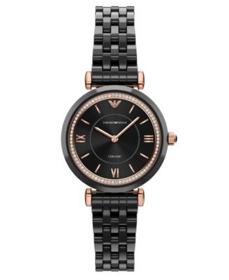 Women's Gianni T-Bar Two-Hand Quartz Black Ceramic Watch 32mm