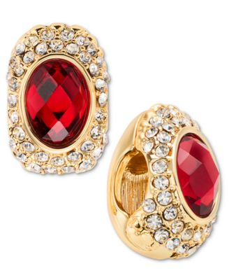 Gold-Tone Crystal 17MM Magnetic Clip Earrings