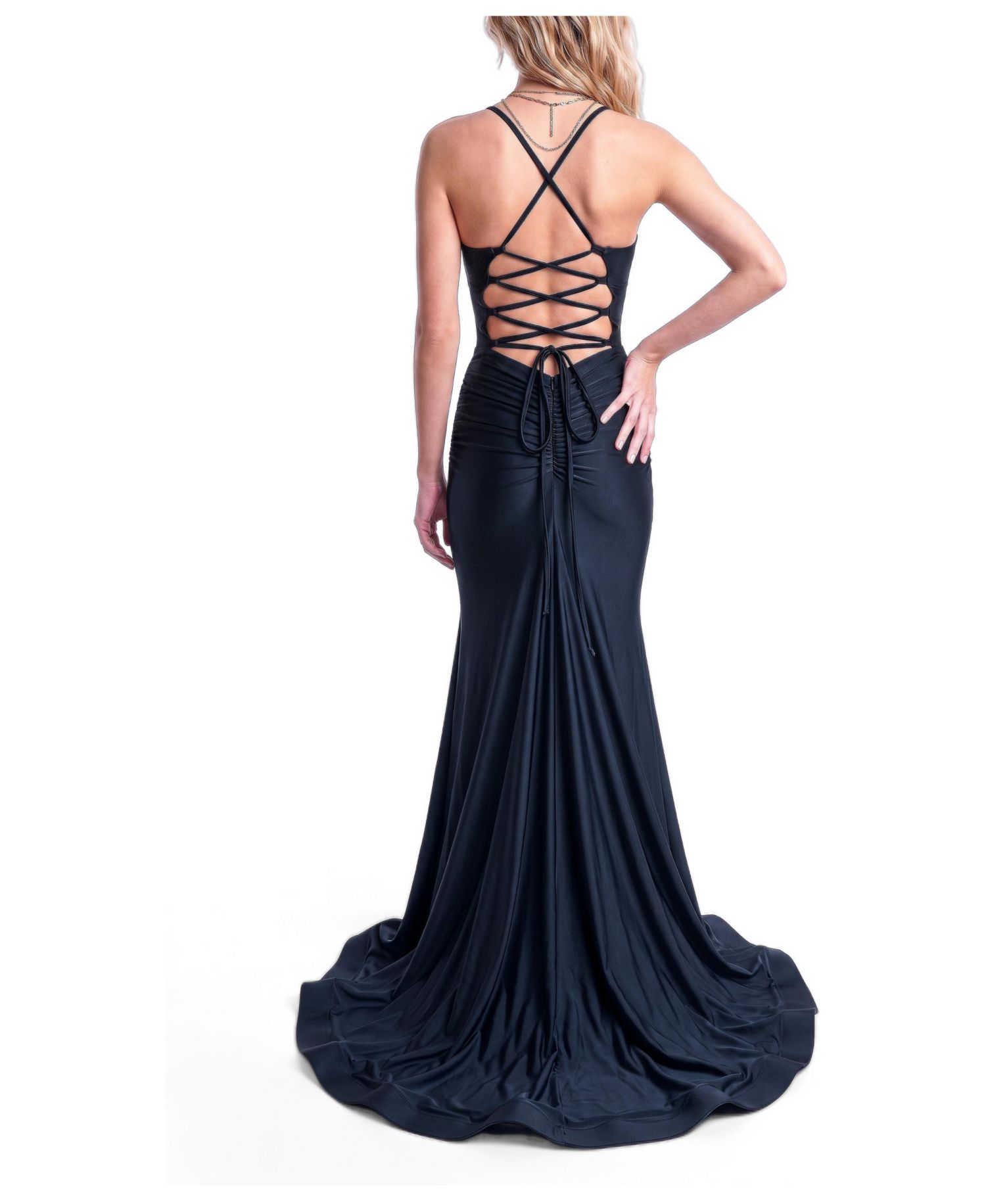 Women's Ruched Cowl Neck Mermaid Gown