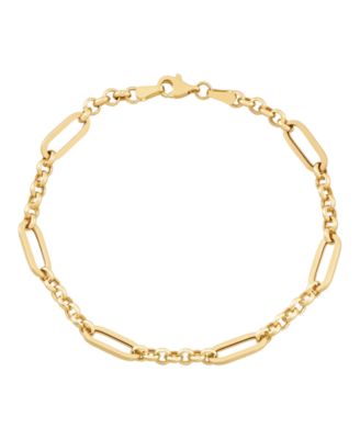 Polished Rolo Link Bracelet in 10k Yellow Gold