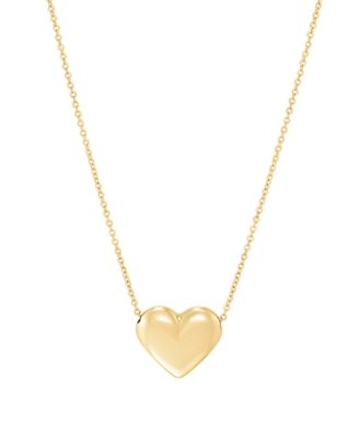 Polished Puff Heart 18" Pendant in 10k Yellow Gold