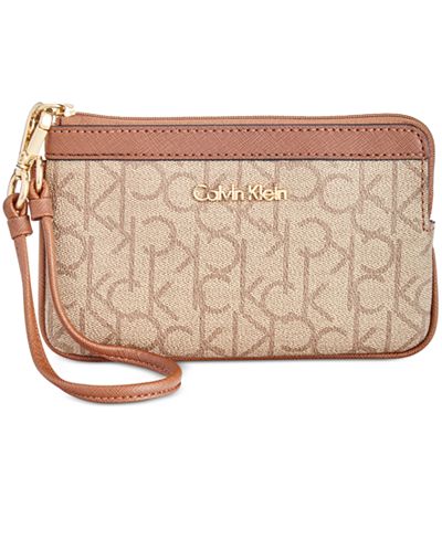 Calvin Klein Signature Monogram Wristlet - Handbags & Accessories - Macy's