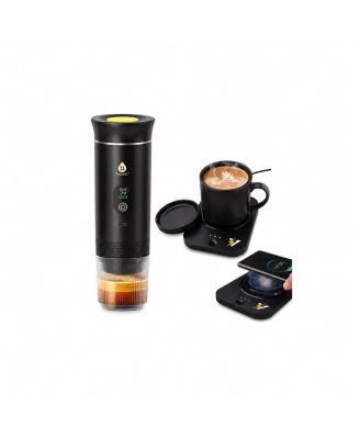 Coffee Anywhere Bundle - 3-in-1 Portable Espresso and Coffee Machine + Sip and Charge 2-in-1 Wireless Charger and Mug Warmer