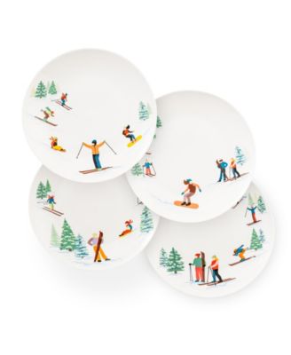 Ski Patrol Appetizer Plates, Set of 4
