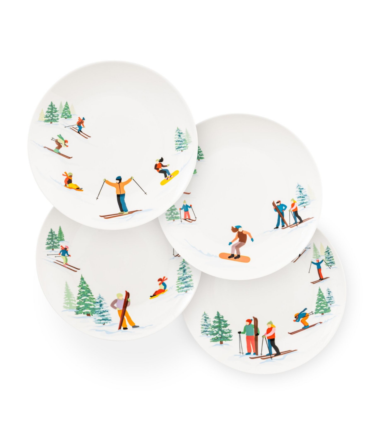 Godinger Ski Patrol Appetizer Plates, Set of 4