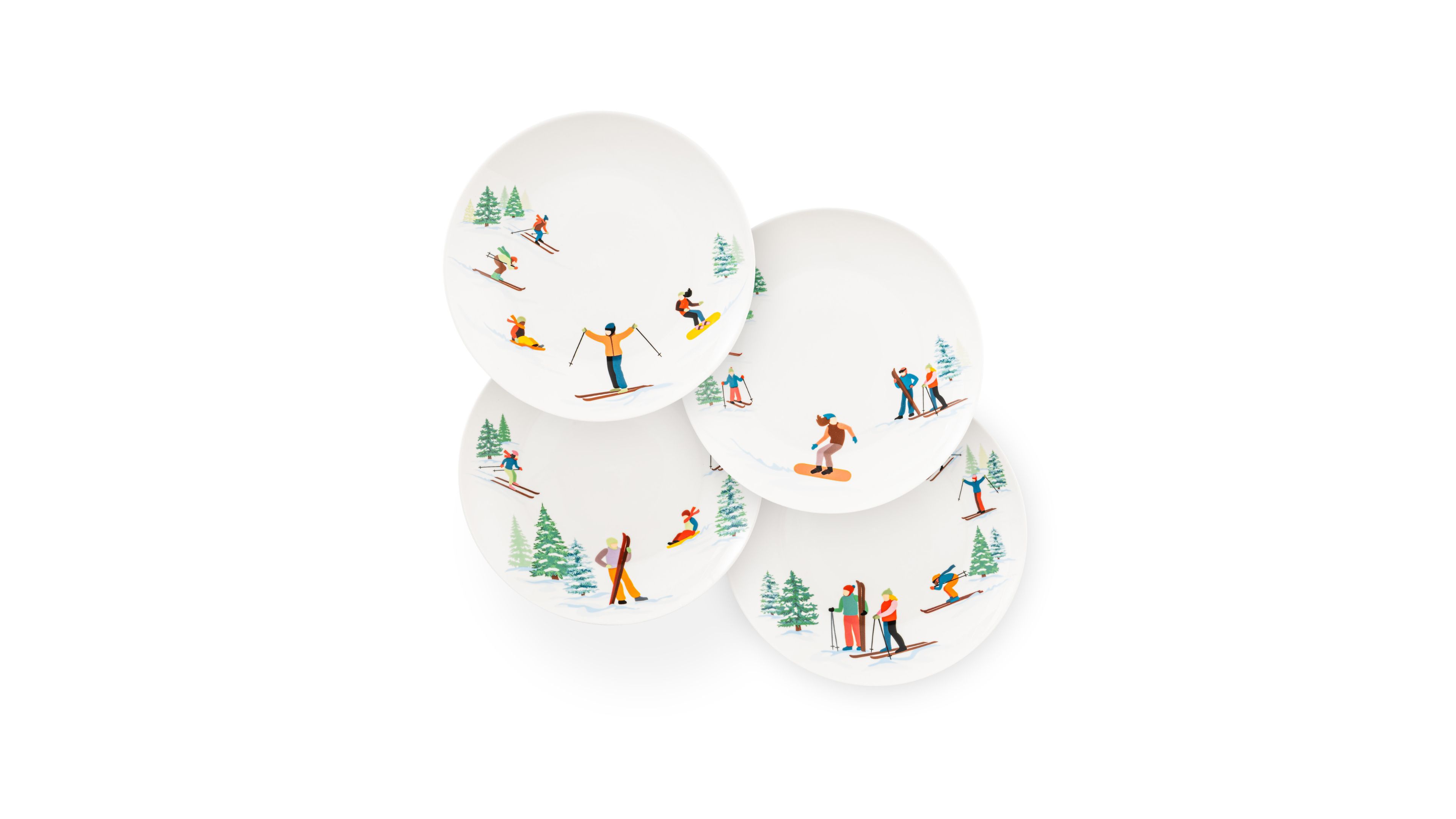 Godinger Ski Patrol Appetizer Plates, Set of 4