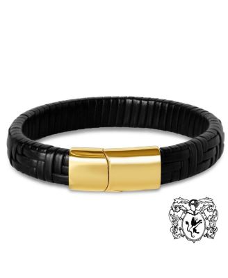 Men's Gold-Tone Classic Leather Bracelet