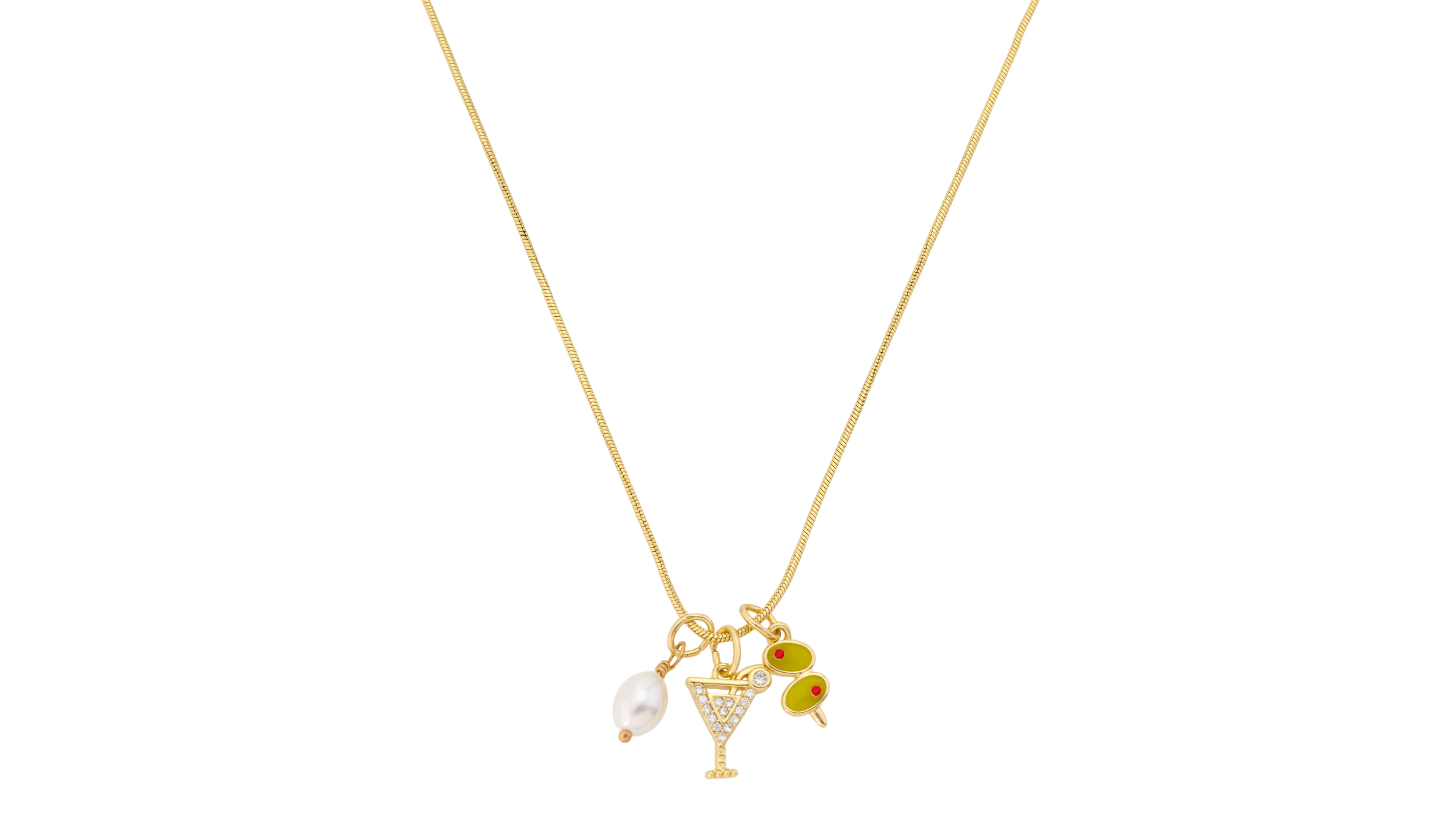 Unwritten Cubic Zirconia/Crystal Gold-Tone Martini Neck Necklace