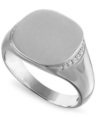 Men's Natural Diamond Round 1/10 Carat Sterling Silver Ring