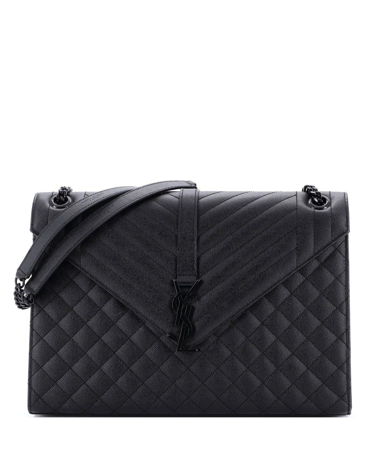 Pre-Owned Saint Laurent Classic Monogram Envelope Satchel Mixed Matelasse Leather Large Shoulder Bag